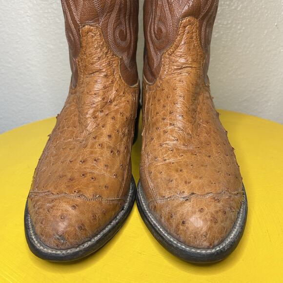Tony Lama CZ906 Brittle Ostrich Quill Cowboy Western Mens Boots Size 10 D - Picture 10 of 16